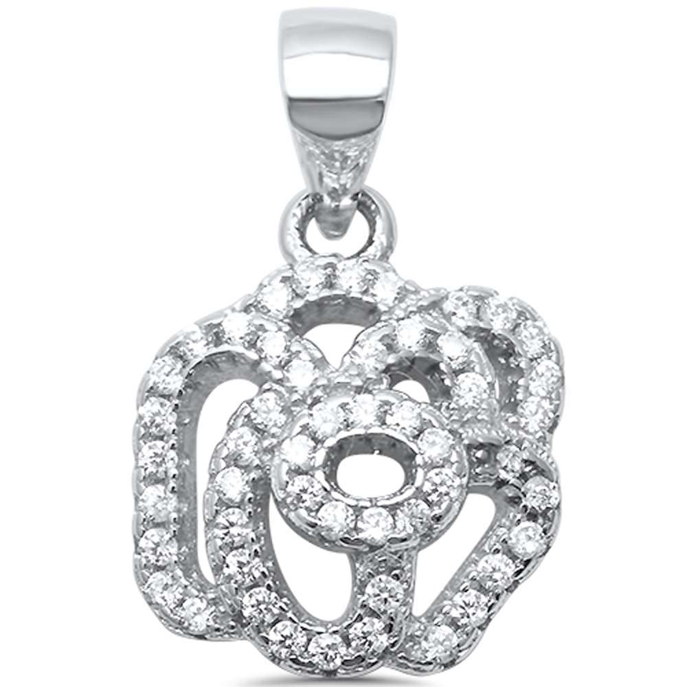 Closeout! Round CZ Flower Charm .925 Sterling Silver Pendant from Sonara Jewelry | Wholesale