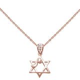 Cubic Zirconia Star Of David Sun & Moon .925 Sterling Silver Necklace