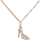 <span>CLOSEOUT!</span> Trendy High Heel Rose Gold Plated Cz .925 Sterling Silver Necklace