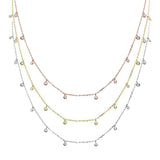 Multi Round Bezel Cubic Zirconia .925 Sterling Silver Necklace Three Colors Available!