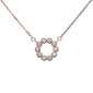 <span>CLOSEOUT! </span>Rose Gold Plated Cubic Zirconia Flower Design .925 Sterling Silver Necklace