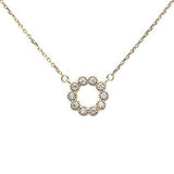 <span>CLOSEOUT! </span>Yellow Gold Plated Cubic Zirconia Flower Design .925 Sterling Silver Necklace 16"+1.5"ext