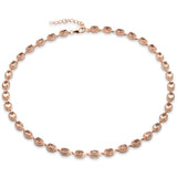 Rose Gold Plated Morganite Oval & Cubic Zirconia .925 Sterling Silver Necklace