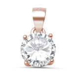 Rose Gold Plated Round Halo .925 Sterling Silver Pendant