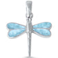 Natural Larimar Dragonfly .925 Sterling Silver Pendant