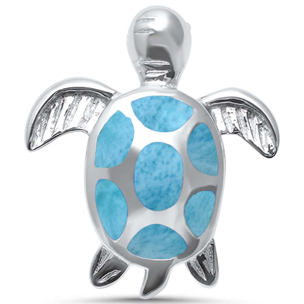 Natural Larimar Turtle .925 Sterling Silver Pendant – Sonara Jewelry