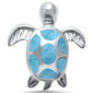 Natural Larimar Turtle .925 Sterling Silver Pendant