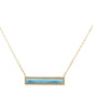 Yellow Gold Plated Bar Natural Larimar .925 Sterling Silver Necklace 17-19" Ext