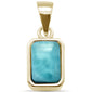 Yellow Gold Plated Natural Larimar .925 Sterling Silver Pendant