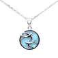 Natural Larimar Two Dove .925 Sterling Silver Pendant Necklace 16-18" Extension