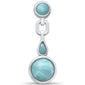 Natural Round & Teardrop Larimar .925 Sterling Silver Pendant