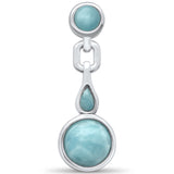 Natural Round & Teardrop Larimar .925 Sterling Silver Pendant
