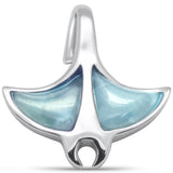 Manta Ray Natural Larimar & CZ .925 Sterling Silver Pendant