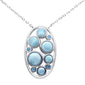 Round Blue Topaz & Natural Larimar .925 Sterling Silver Pendant Necklace 16-18" Extension