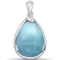 Natural Teardrop Shaped Larimar .925 Sterling Silver Pendant