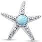 Natural Round Larimar & CZ Starfish .925 Sterling Silver Pendant