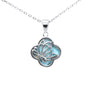 Natural Larimar Butterfly .925 Sterling Silver Pendant Necklace 16-18" Extension