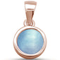 Rose Gold Plated Round Natural Larimar .925 Sterling Silver Pendant