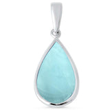 Tear Drop Natural Larimar .925 Sterling Silver Pendant