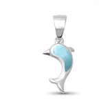 Natural Larimar Dolphin .925 Sterling Silver Pendant