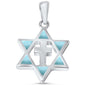 Natural Larimar Star of David with Cross .925 Sterling Silver Pendant