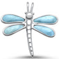 Natural Larimar Dragonfly .925 Sterling Silver Pendant