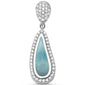 Natural Larimar & Micro Pace Cubic Zirconia .925 Sterling Silver Pendant