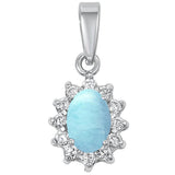 Colgante ovalado de plata de ley .925 con larimar natural y circonita cúbica