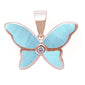 Rose Gold Plated Natural Larimar Butterfly .925 Sterling Silver Pendant