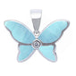 Natural Larimar Butterfly .925 Sterling Silver Pendant