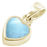 Colgante de plata de ley 925 con baño de oro amarillo, larimar natural y bonito corazón