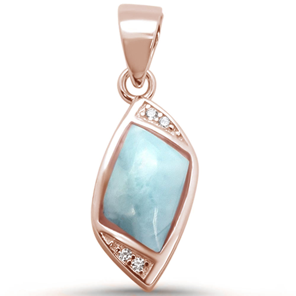 Rose Gold Plated Unique Larimar .925 Sterling Silver Charm Pendant