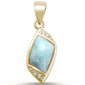 Yellow Gold Plated Unique Larimar .925 Sterling Silver Charm Pendant