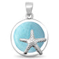 Natural Larimar Round Starfish .925 Sterling Silver Pendant