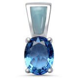 Natural Larimar Opal & Tanzanite .925 Sterling Silver Pendant