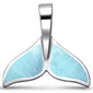 Natural Larimar Whale Tale .925 Sterling Silver Pendant