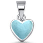 Natural Larimar Heart .925 Sterling Silver Pendant