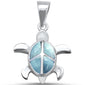Turtle Natural Larimar .925 Sterling Silver Pendant