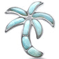 Natural Larimar Palm Tree .925 Sterling Silver Pendant