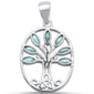 Larimar Tree of Life Family Tree .925 Sterling Silver Charm Pendant