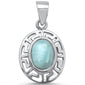 Natural Larimar Oval .925 Sterling Silver Charm Pendant