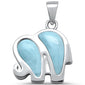 Natural Larimar Elephant .925 Sterling Silver Pendant