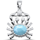 Natural Larimar Crab .925 Sterling Silver Pendant