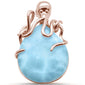 Rose Gold Plated Natural Larimar Octopus .925 Sterling Silver Pendant