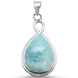 Pear Natural Larimar .925 Sterling Silver Pendant