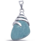 Unique Large Natural Larimar .925 Sterling Silver Pendant