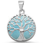 Natural Larimar Tree of Life Design .925 Sterling Silver Pendant