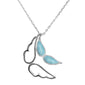 Natural Larimar Angel Wings Design .925 Sterling Silver Pendant Necklace 16+1" Ext.
