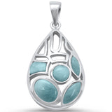 New Natural Larimar Design .925 Sterling Silver Pendant