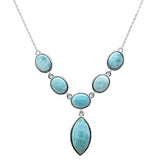 Natural Larimar  .925 Sterling Silver Pendant Necklace 16"+1" Long